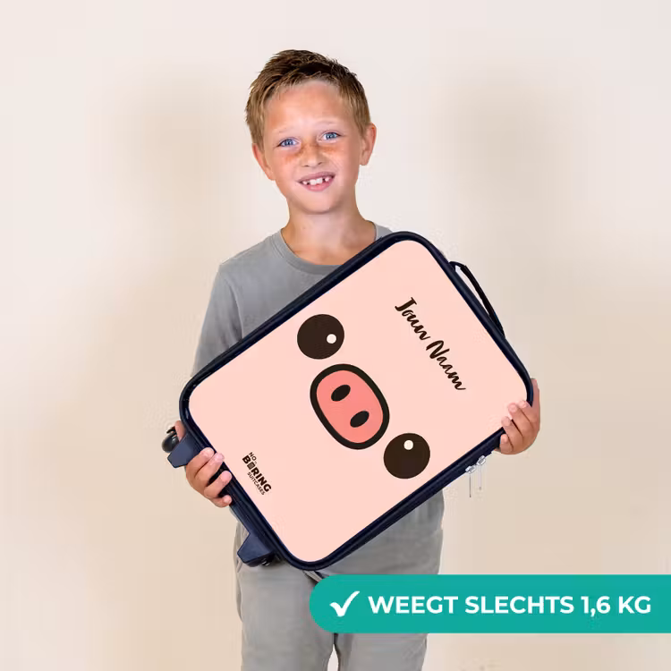 Kinderkoffer - Zwart - Kawai - Varken - Roze — 3