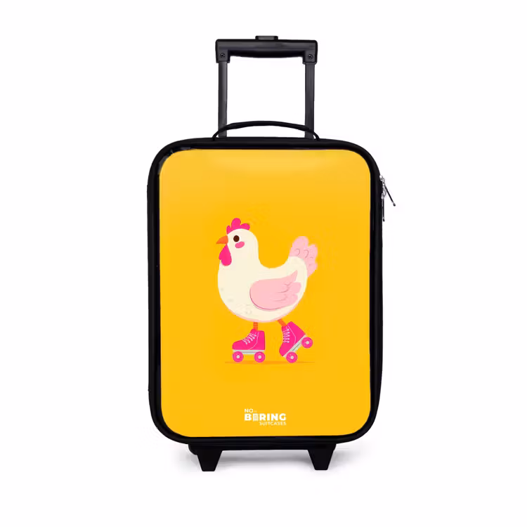 Kinderkoffer - Zwart - Kip - Rolschaatsen - Geel — 1