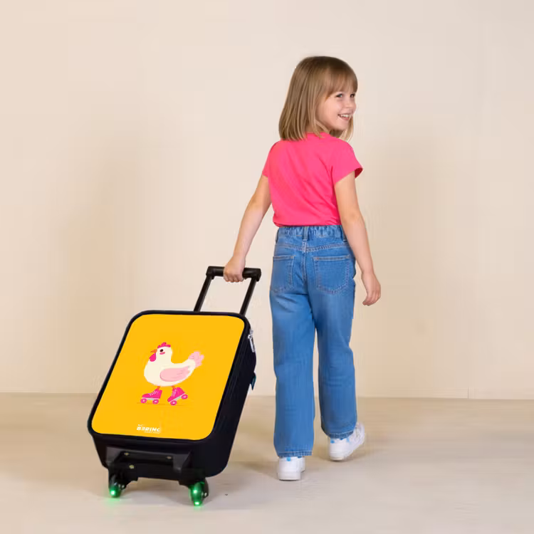 Kinderkoffer - Zwart - Kip - Rolschaatsen - Geel — 2