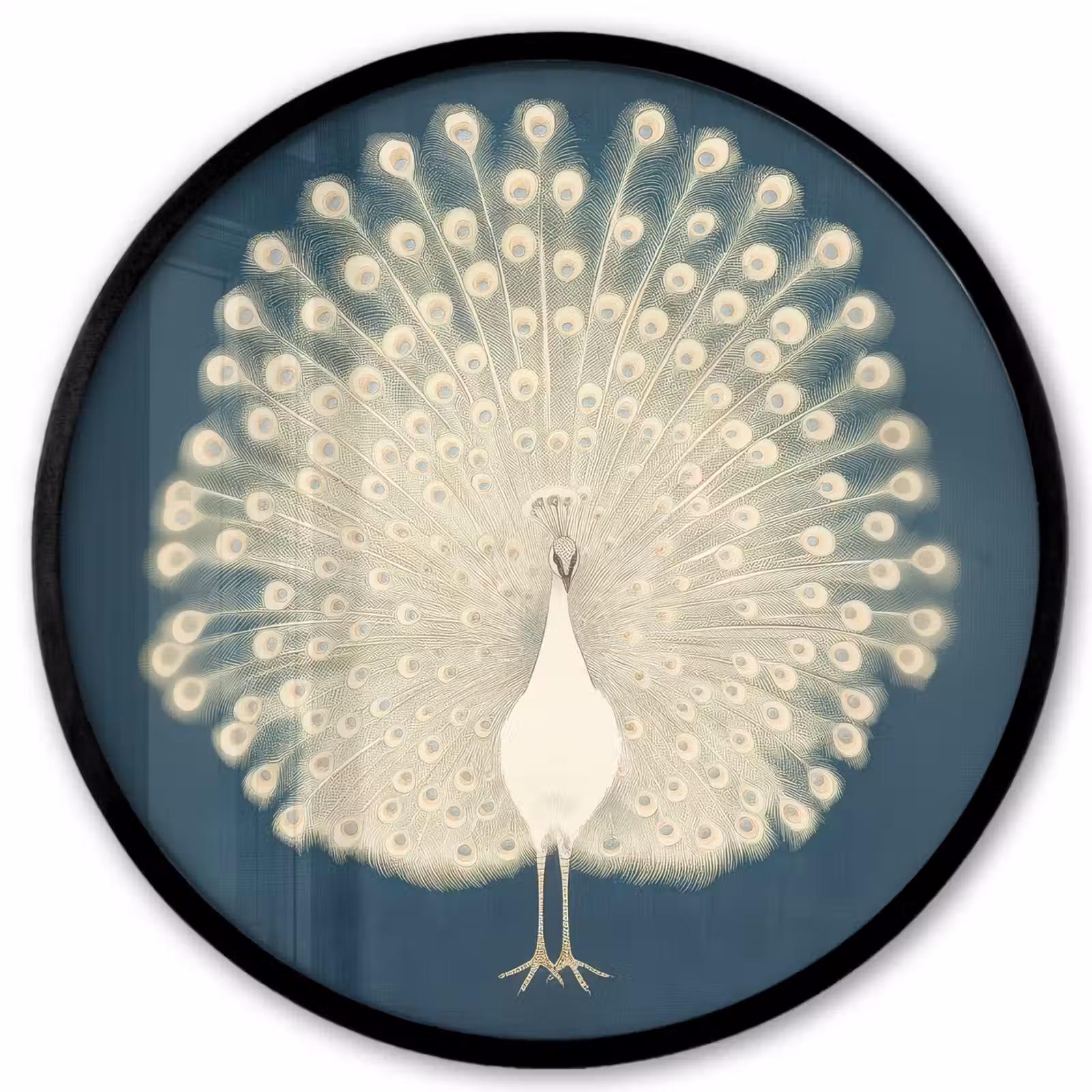 Ronde fotolijst - Vogel - Blauw - Vintage — 1