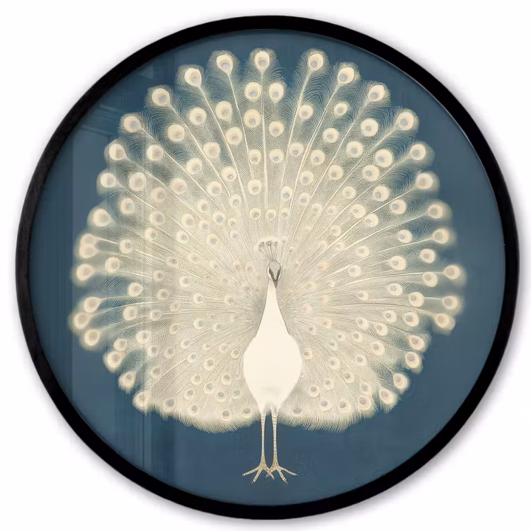 Ronde fotolijst - Vogel - Blauw - Vintage — 1