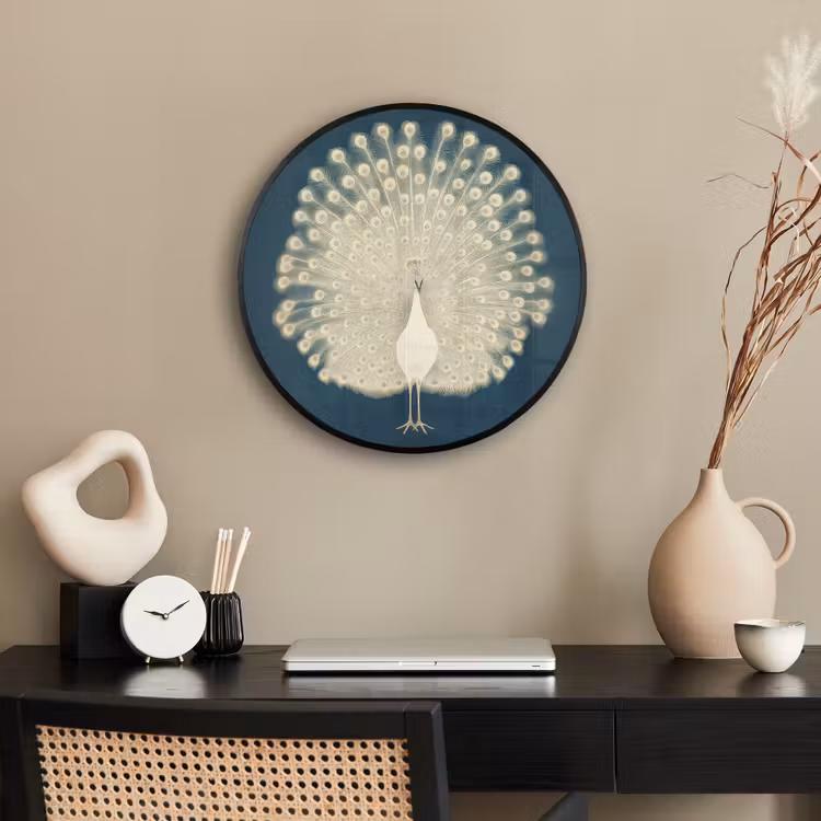 Ronde fotolijst - Vogel - Blauw - Vintage — 3