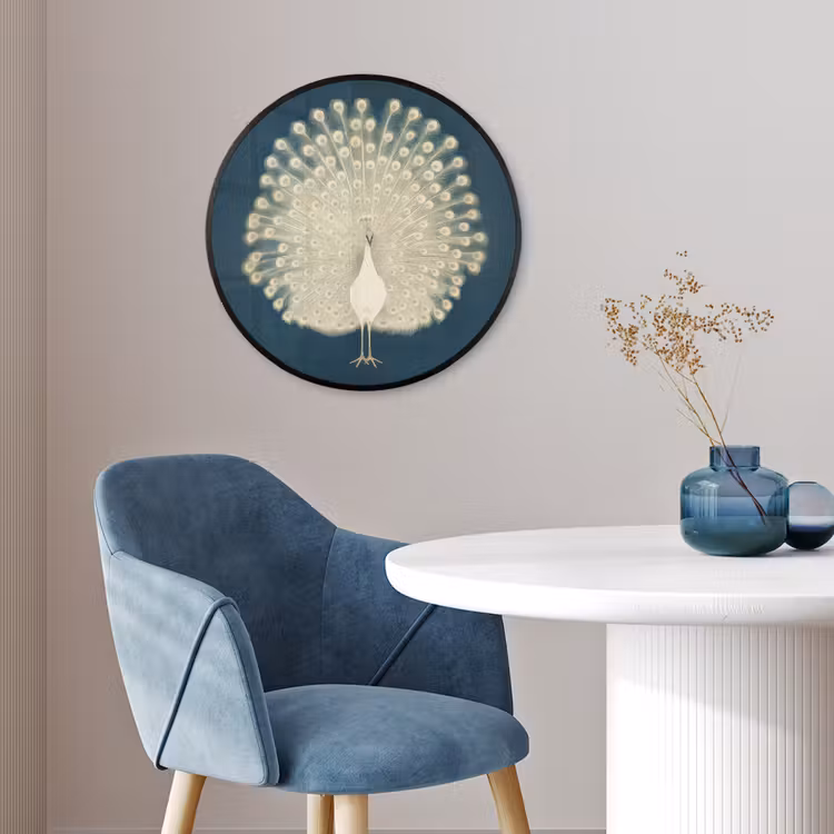 Ronde fotolijst - Vogel - Blauw - Vintage — 4