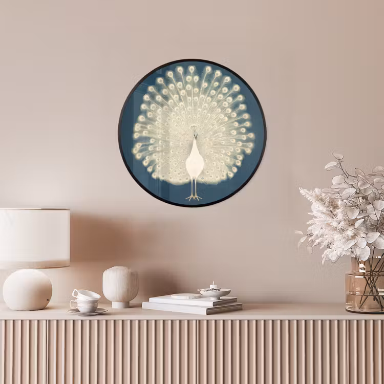 Ronde fotolijst - Vogel - Blauw - Vintage — 5