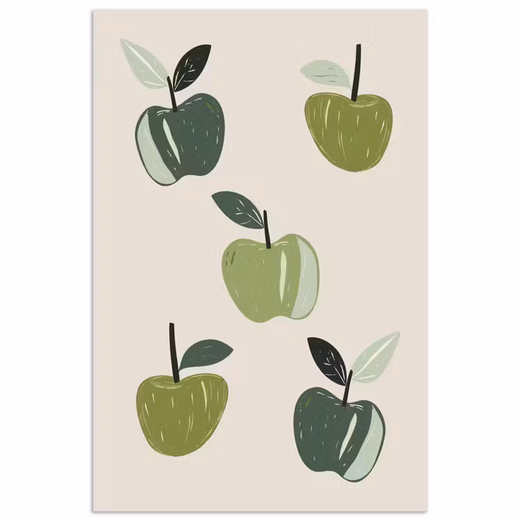 Poster – Appels - Groen - Illustratie - Bladeren — 1