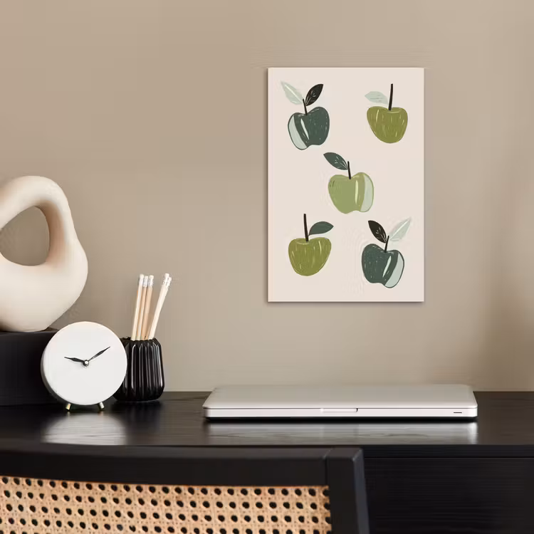 Poster – Appels - Groen - Illustratie - Bladeren — 2