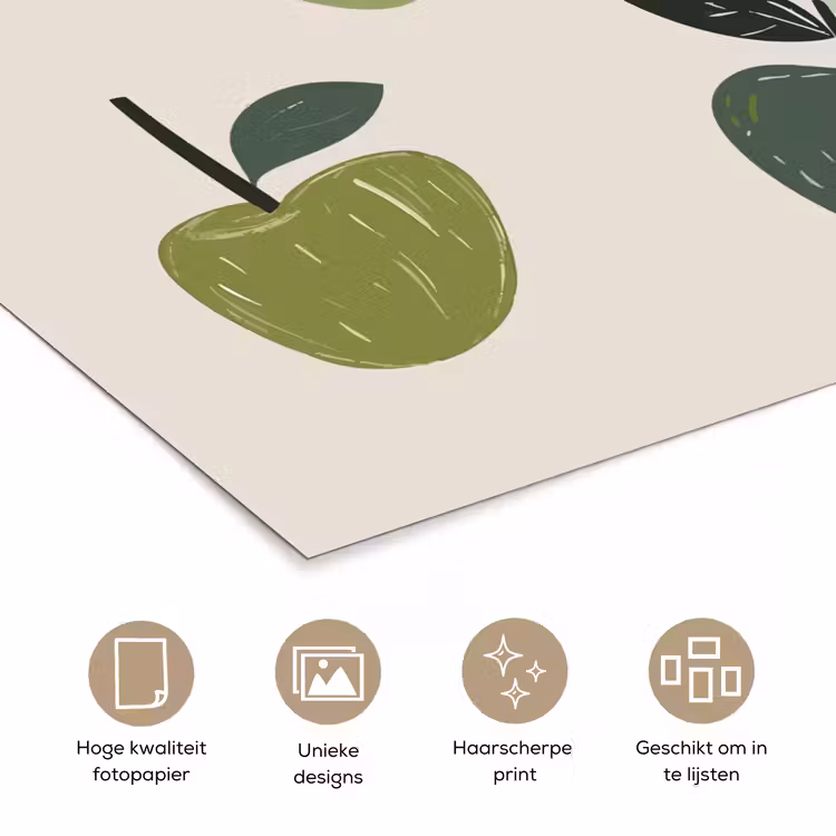 Poster – Appels - Groen - Illustratie - Bladeren — 5