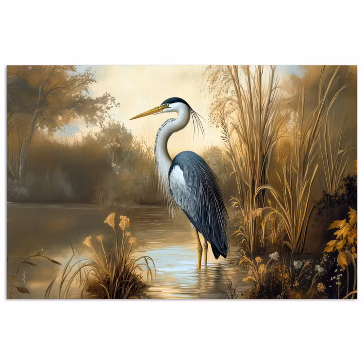 Poster – Reiger - Water - Planten — 1