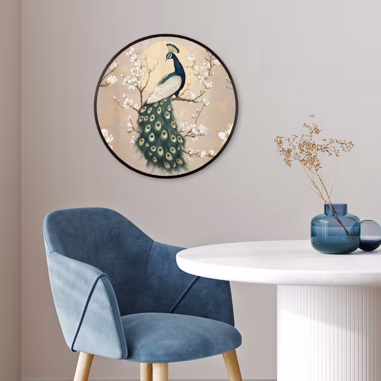 Ronde fotolijst - Pauw - Tak - Bloemen — 4