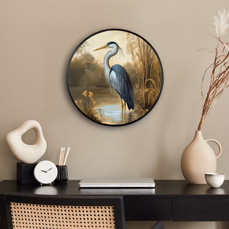 Ronde fotolijst - Reiger - Water - Planten — 3