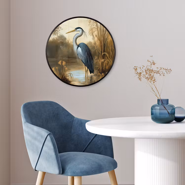 Ronde fotolijst - Reiger - Water - Planten — 4