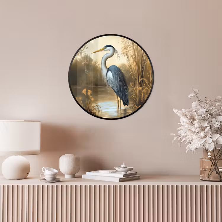 Ronde fotolijst - Reiger - Water - Planten — 5