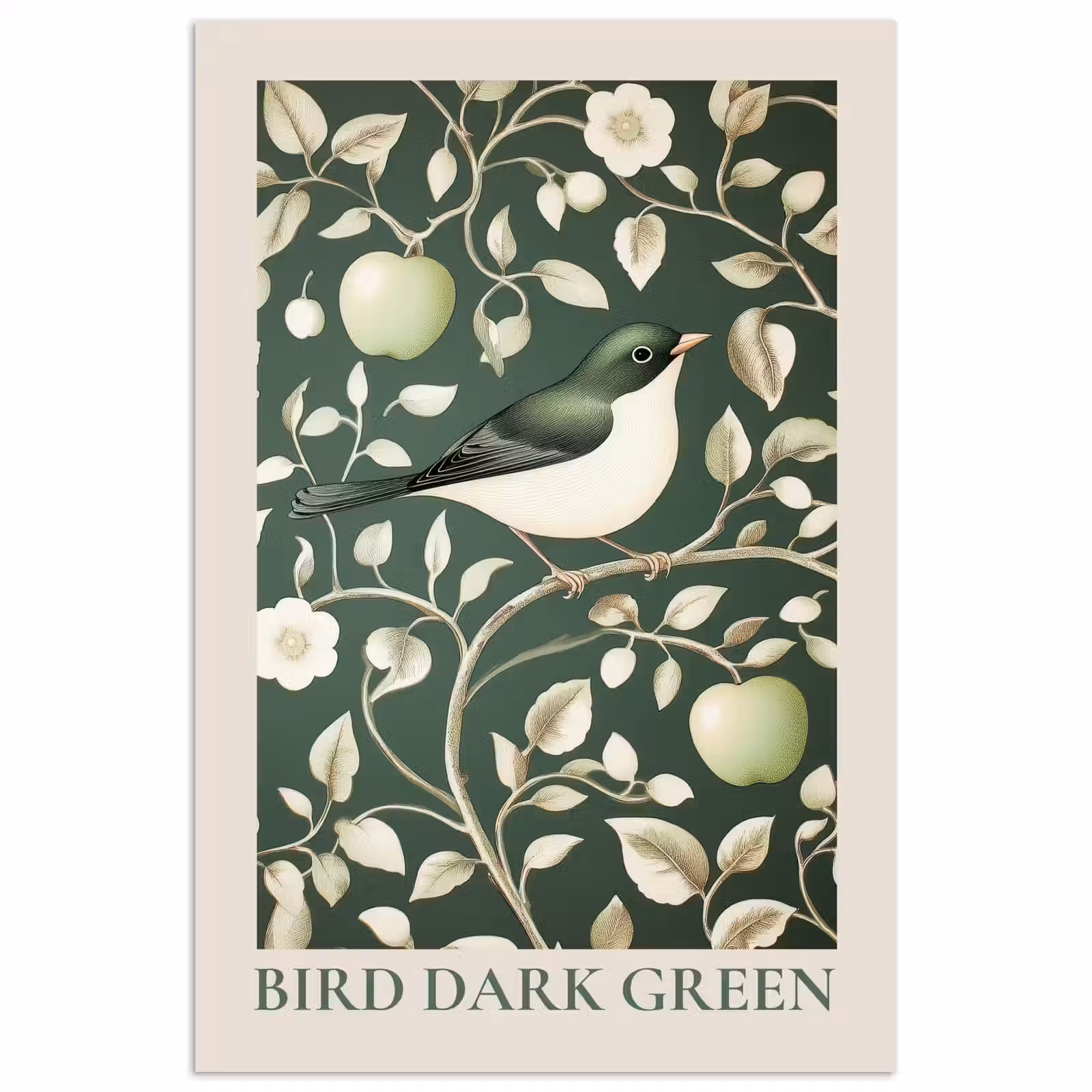 Poster – Groen - Vogel - Bloemen — 1