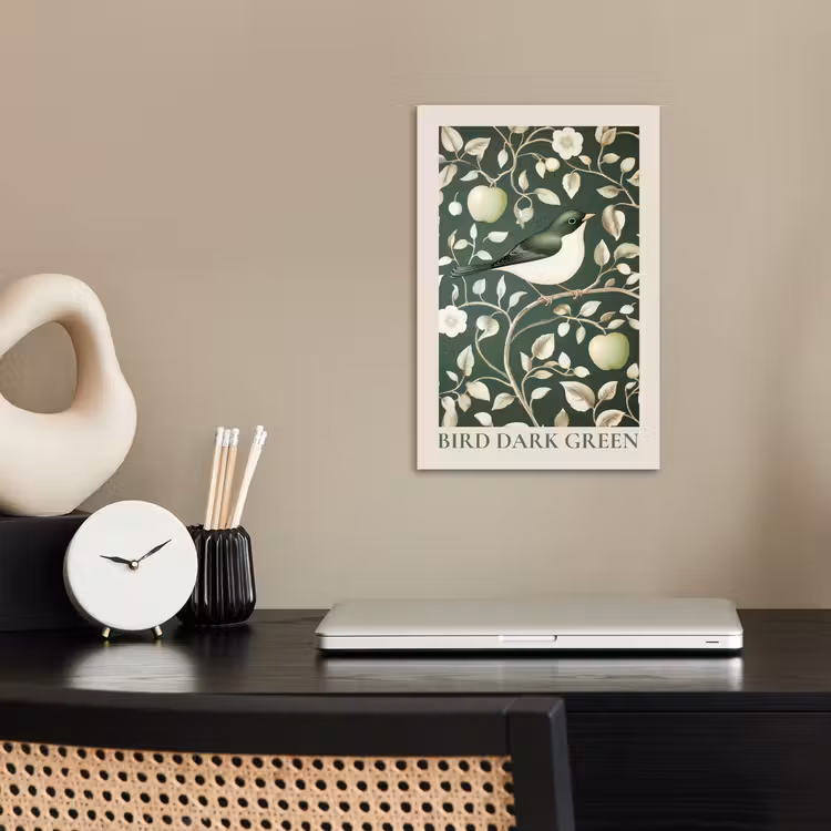 Poster – Groen - Vogel - Bloemen — 2