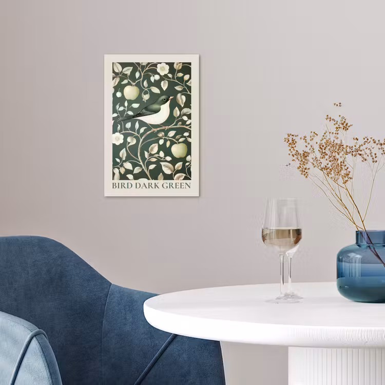 Poster – Groen - Vogel - Bloemen — 4