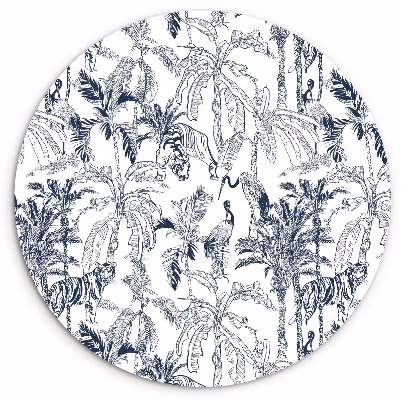 Muurcirkel glas - Tijger - Jungle - Blauw — 1