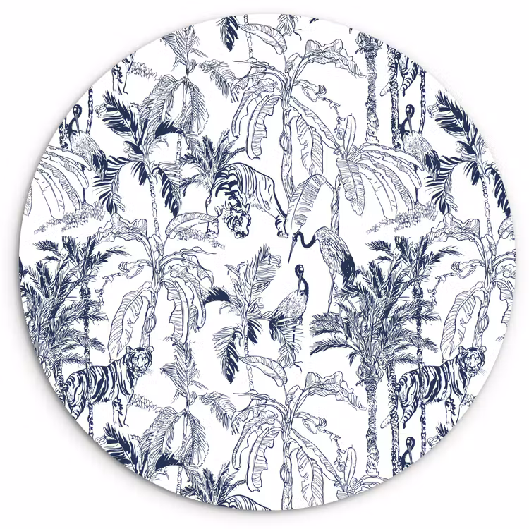 Muurcirkel glas - Tijger - Jungle - Blauw — 1