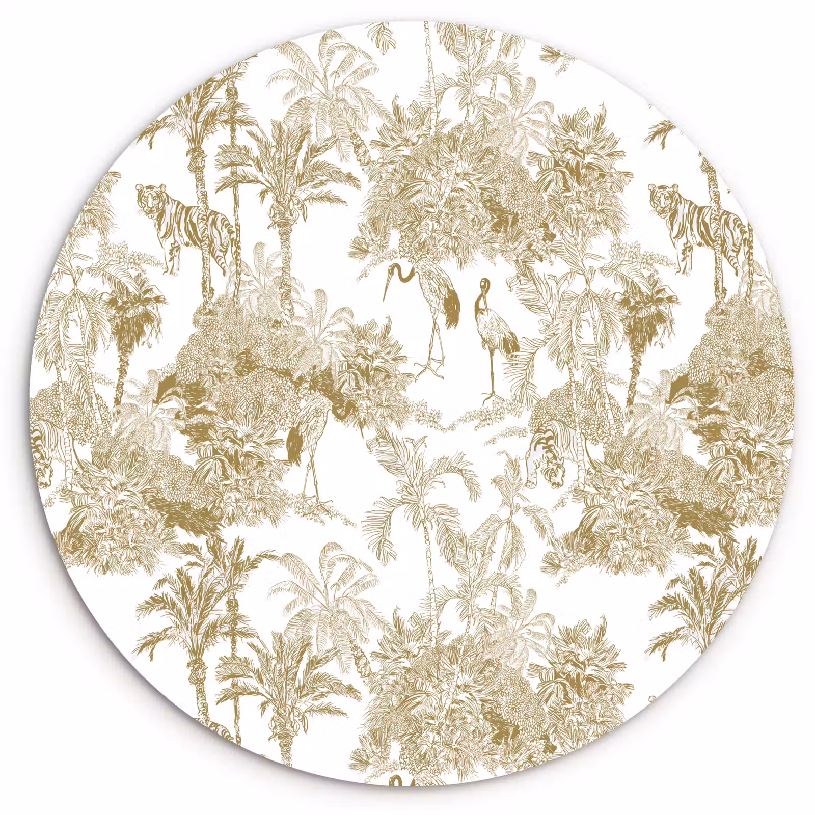 Muurcirkel glas - Tijger - Jungle - Vogel - Beige — 1