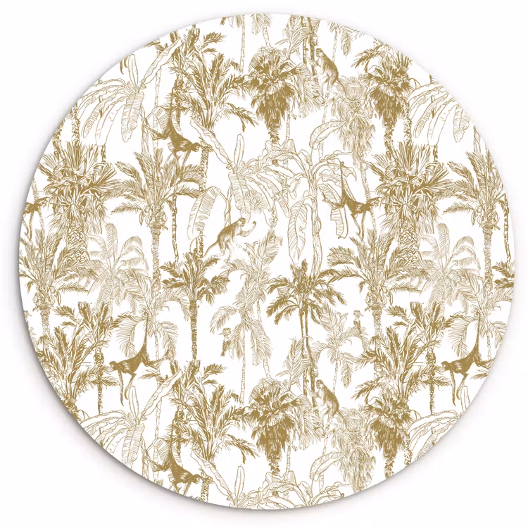 Muurcirkel glas - Apen - Jungle - Abstract - Beige — 1