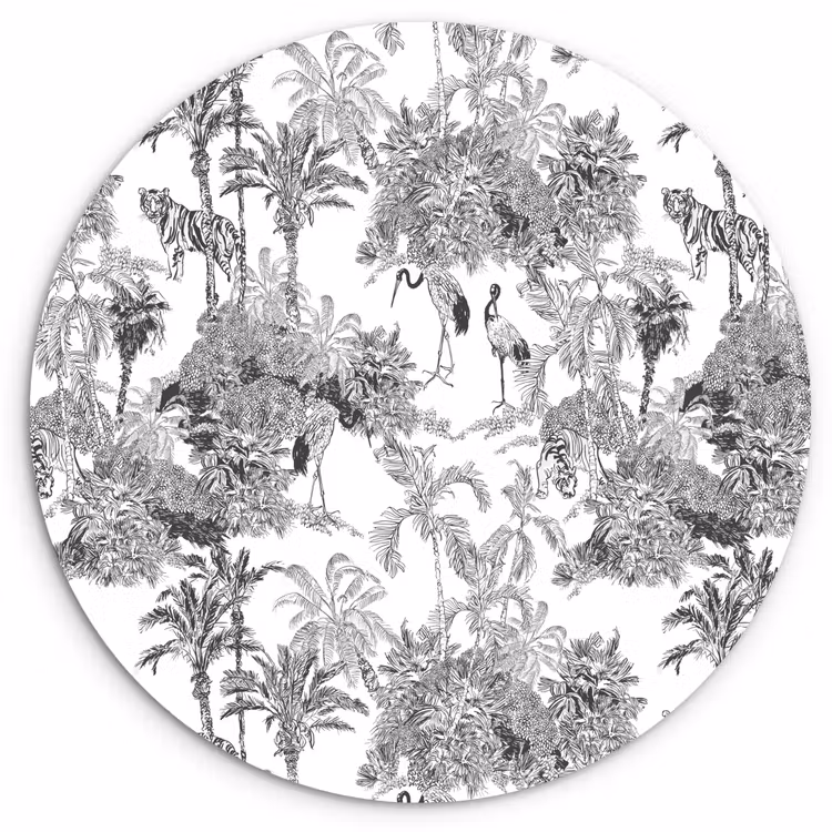 Muurcirkel glas - Tijger - Jungle - Patroon - Grijs — 1