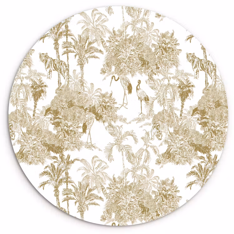 Muurcirkel glas - Tijger - Jungle - Vogel - Beige — 1