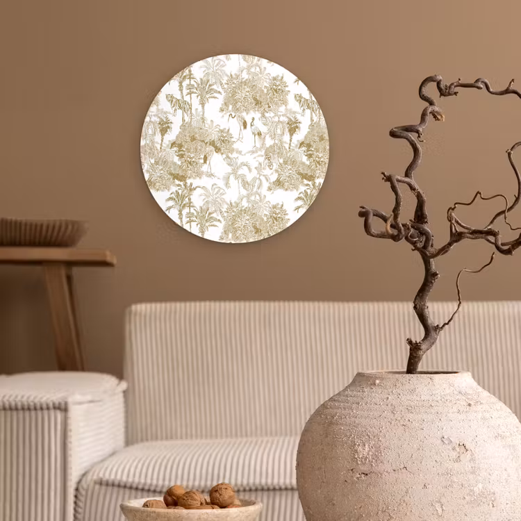 Muurcirkel glas - Tijger - Jungle - Vogel - Beige — 2