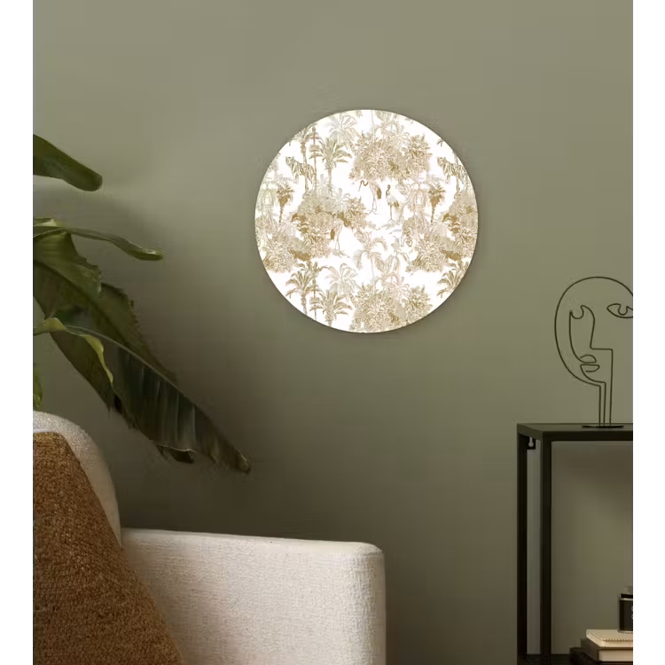 Muurcirkel glas - Tijger - Jungle - Vogel - Beige — 3