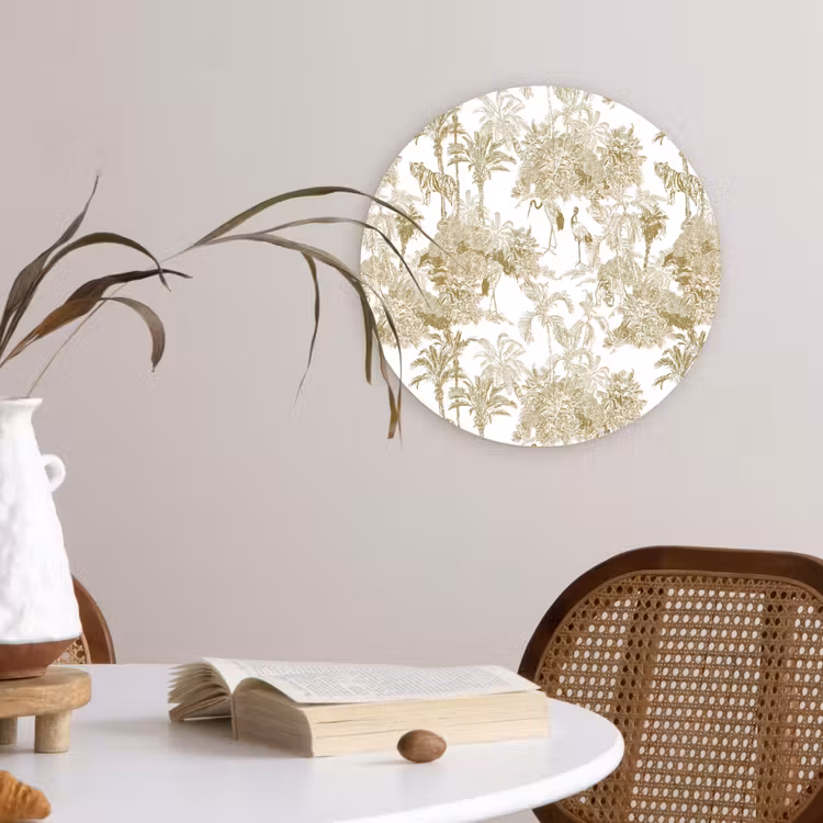 Muurcirkel glas - Tijger - Jungle - Vogel - Beige — 4