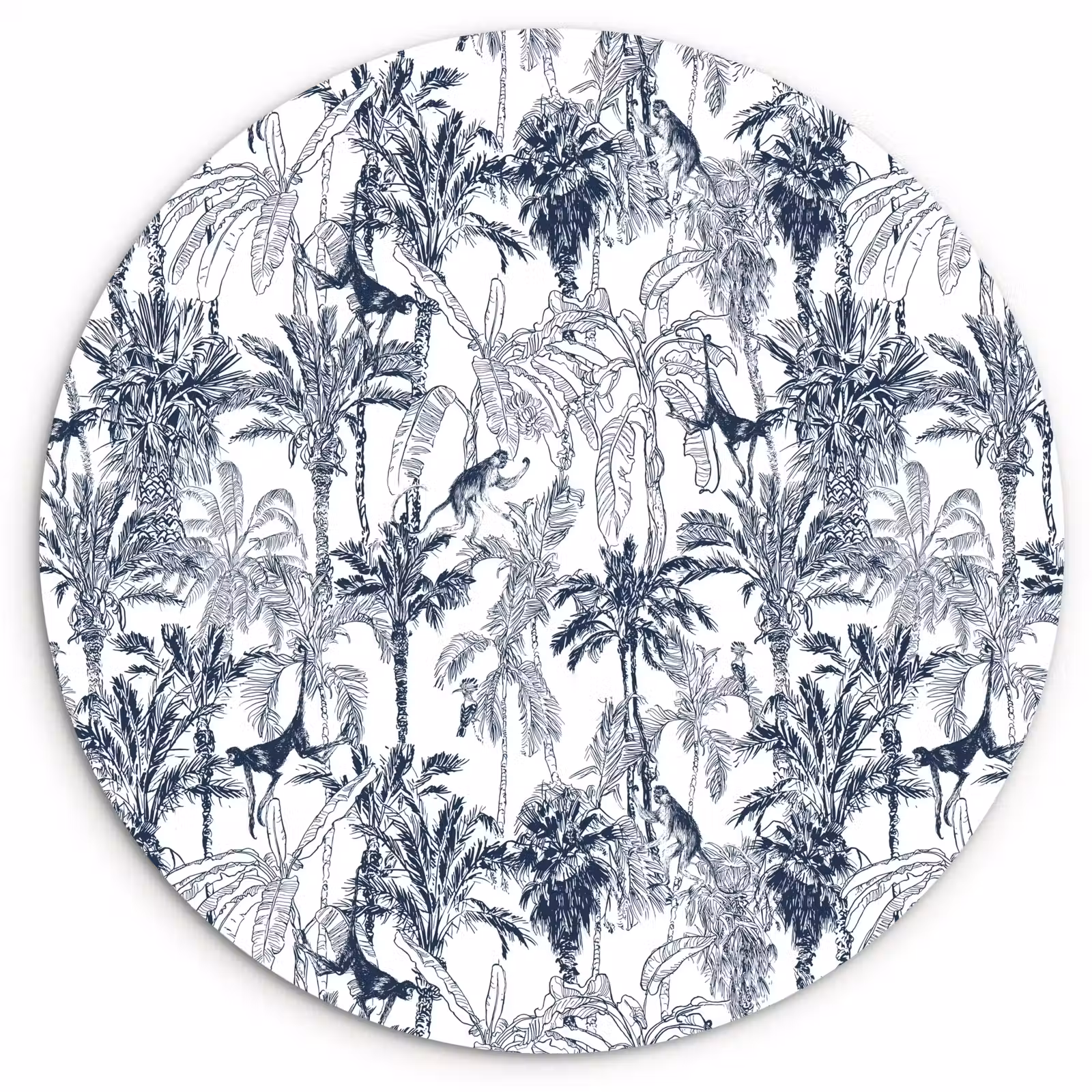 Muurcirkel glas - Aap - Jungle - Blauw — 1