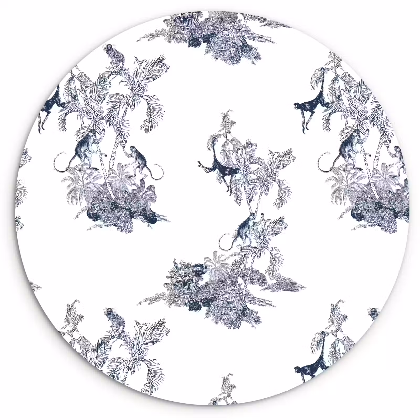 Muurcirkel glas - Aap - Palmboom - Blauw — 1