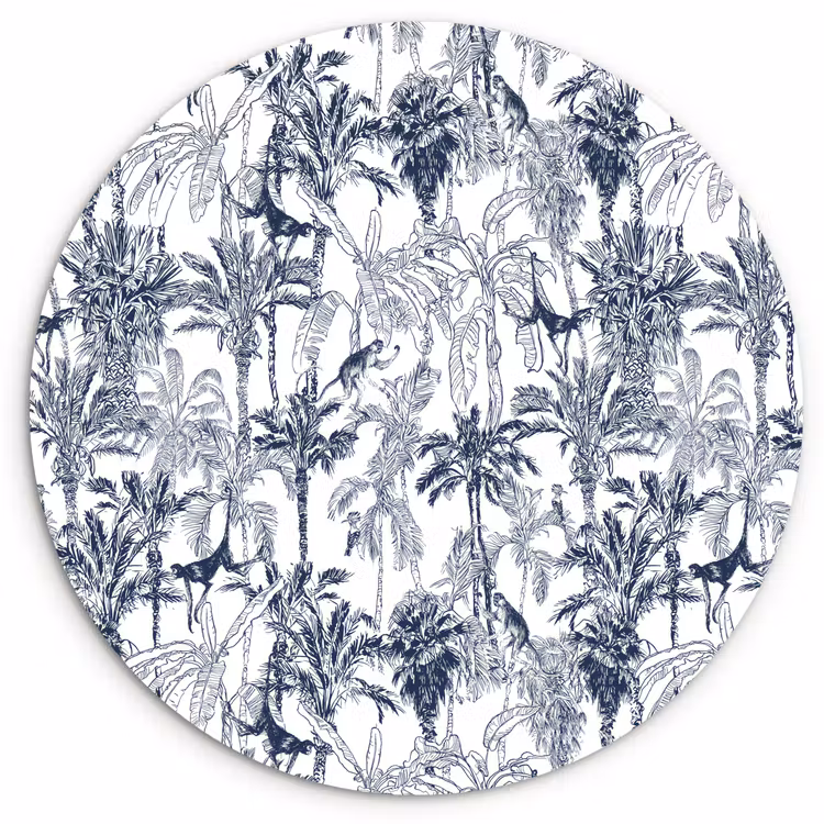 Muurcirkel glas - Aap - Jungle - Blauw — 1