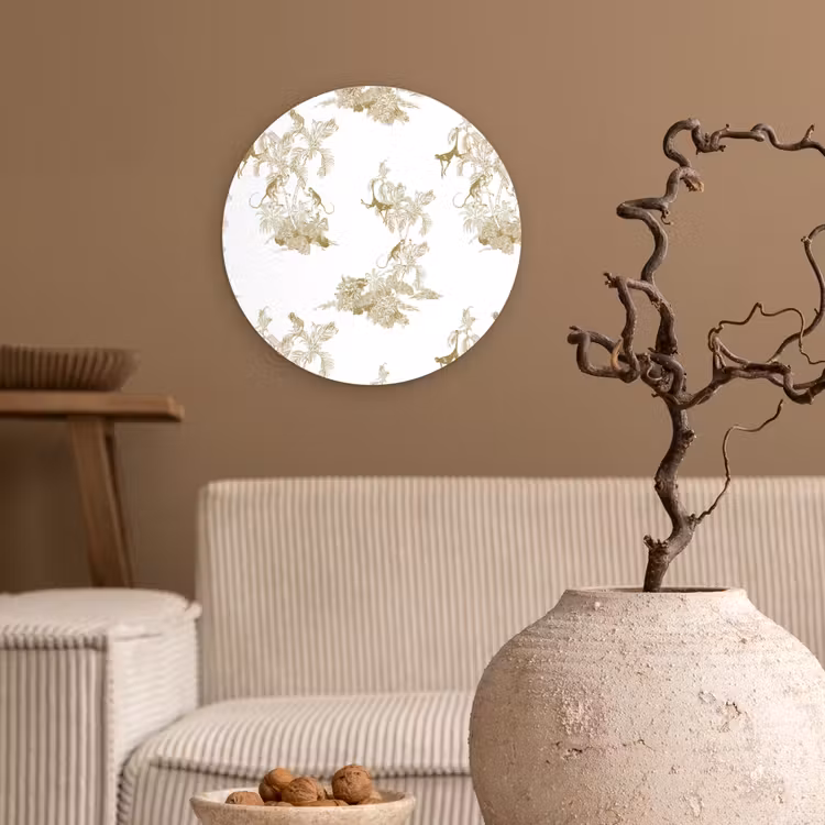 Muurcirkel glas - Wit - Apen - Beige — 2