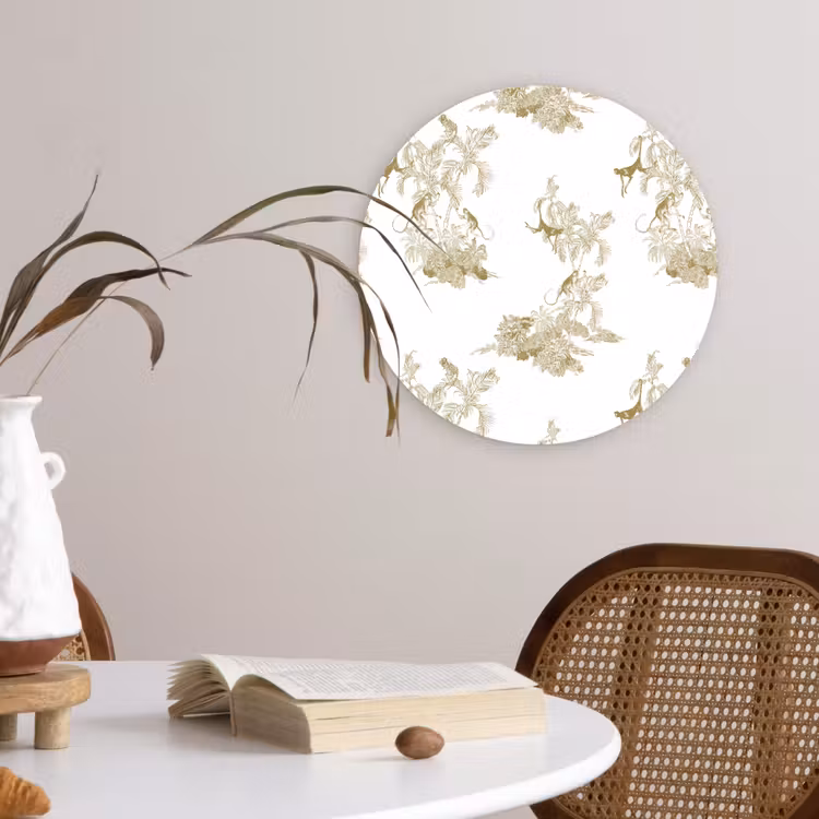Muurcirkel glas - Wit - Apen - Beige — 4