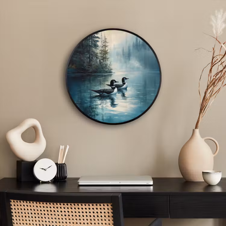 Ronde fotolijst - Bos - Water - Eenden - Mistig — 3
