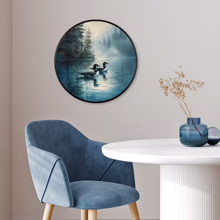 Ronde fotolijst - Bos - Water - Eenden - Mistig — 4