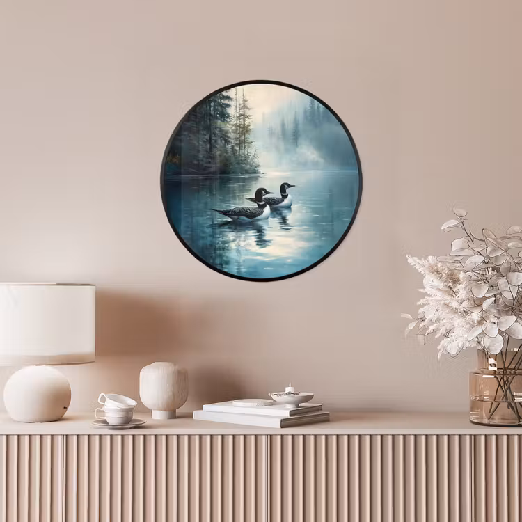 Ronde fotolijst - Bos - Water - Eenden - Mistig — 5