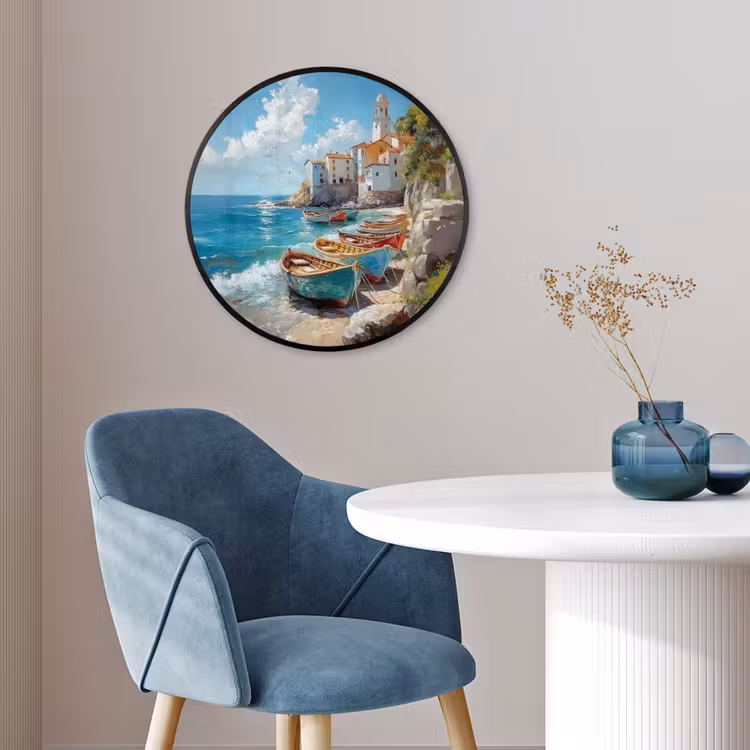 Ronde fotolijst - Boten - Rotsen - Zee - Zon — 4