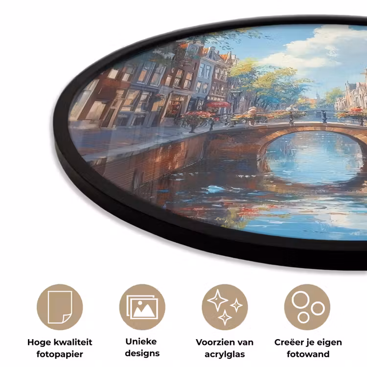 Ronde fotolijst - Stad - Gracht - Zon - Fietsen — 2