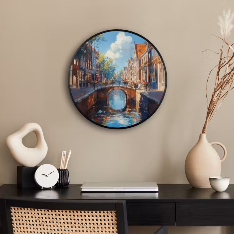 Ronde fotolijst - Stad - Gracht - Zon - Fietsen — 3