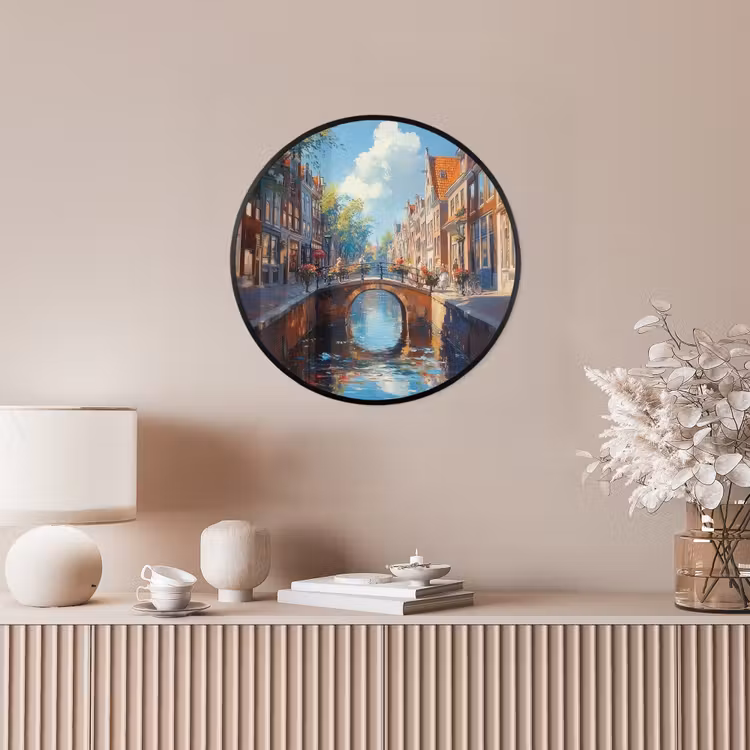 Ronde fotolijst - Stad - Gracht - Zon - Fietsen — 5