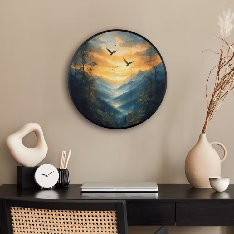 Ronde fotolijst - Vogels - Zon - Bomen - Groen — 3