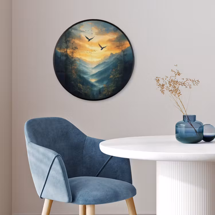 Ronde fotolijst - Vogels - Zon - Bomen - Groen — 4