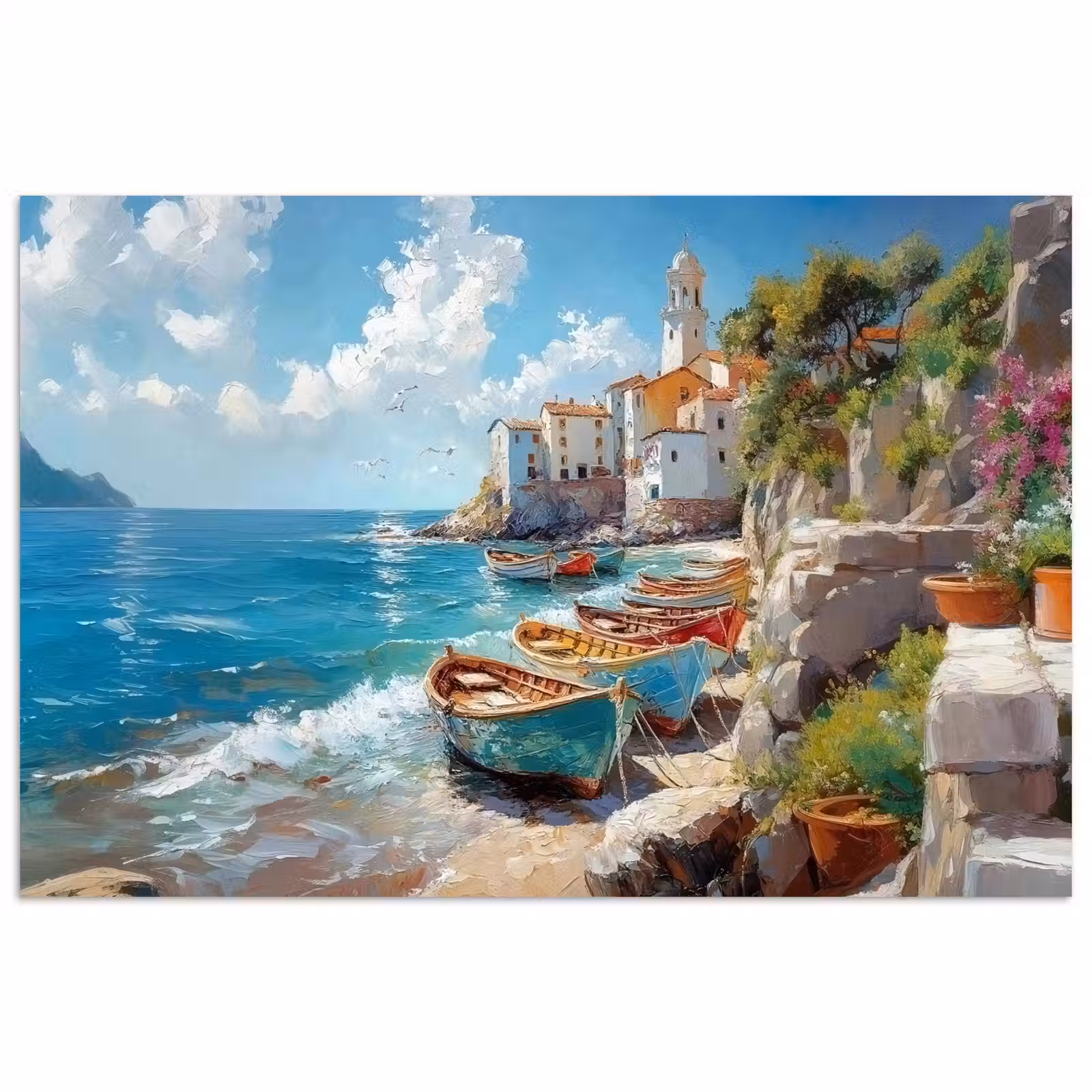 Poster – Boten - Rotsen - Zee - Zon — 1