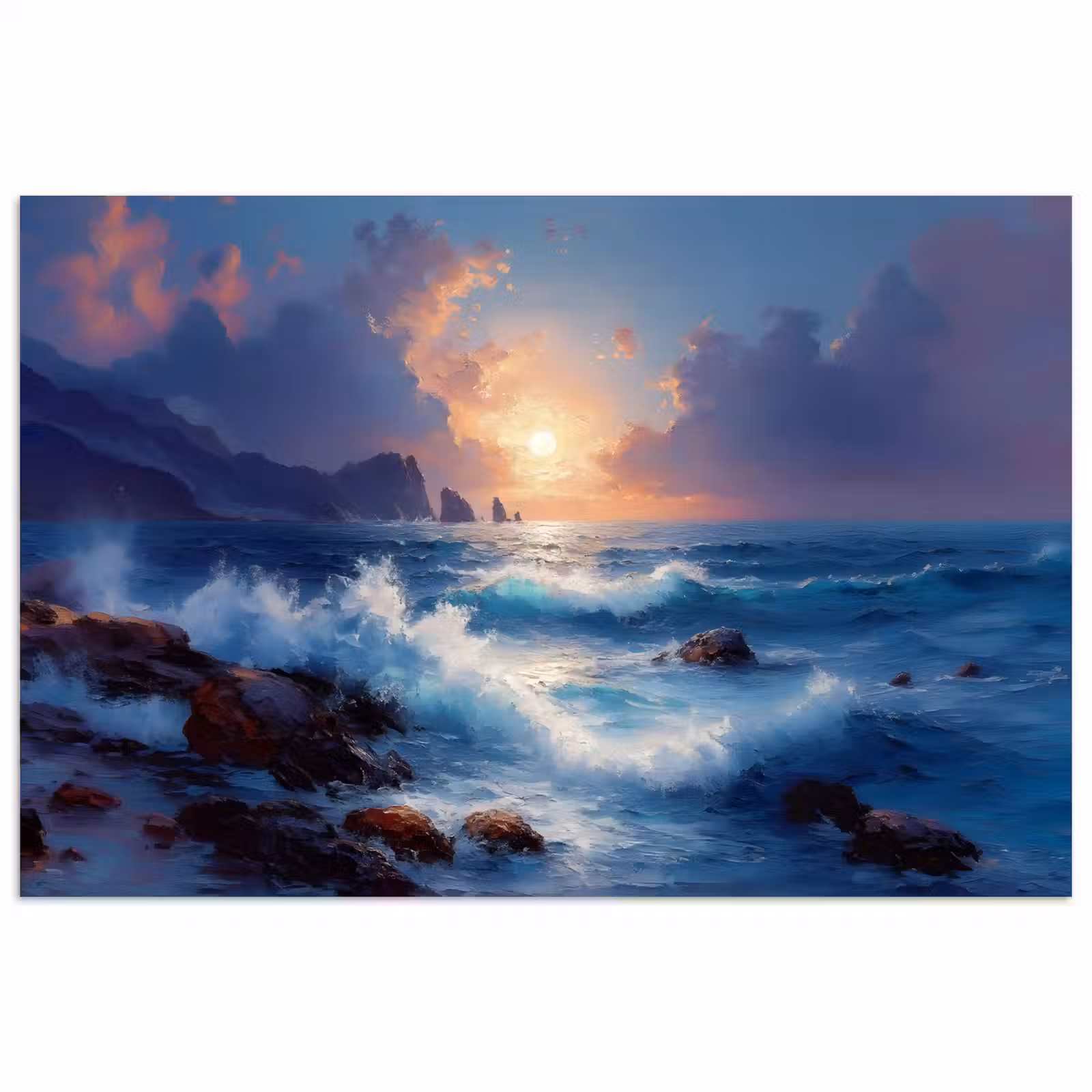 Poster – Golven - Zee - Kleurrijk - Rotsen — 1