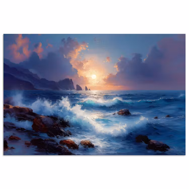 Poster – Golven - Zee - Kleurrijk - Rotsen — 1