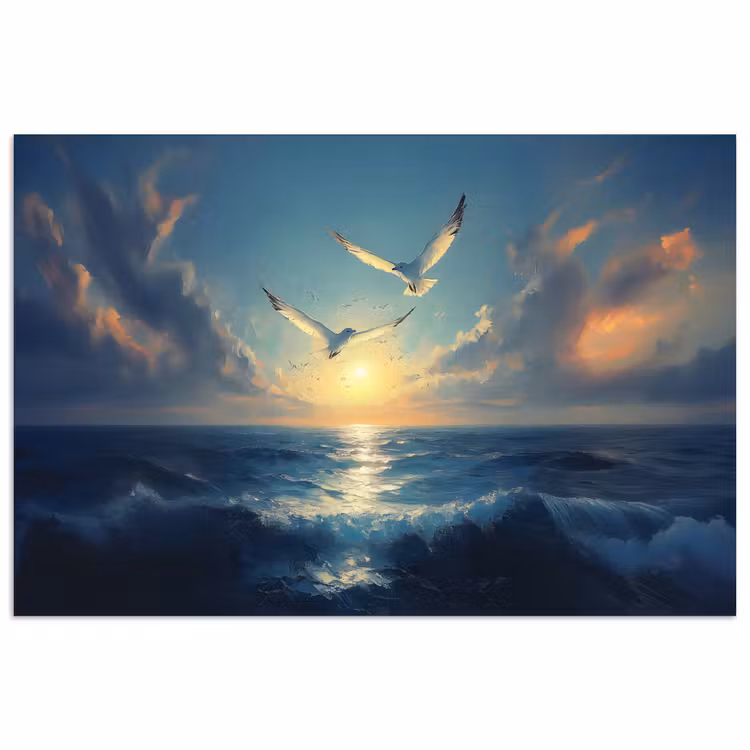 Poster – Meeuwen - Zee - Wolken -Blauw — 1