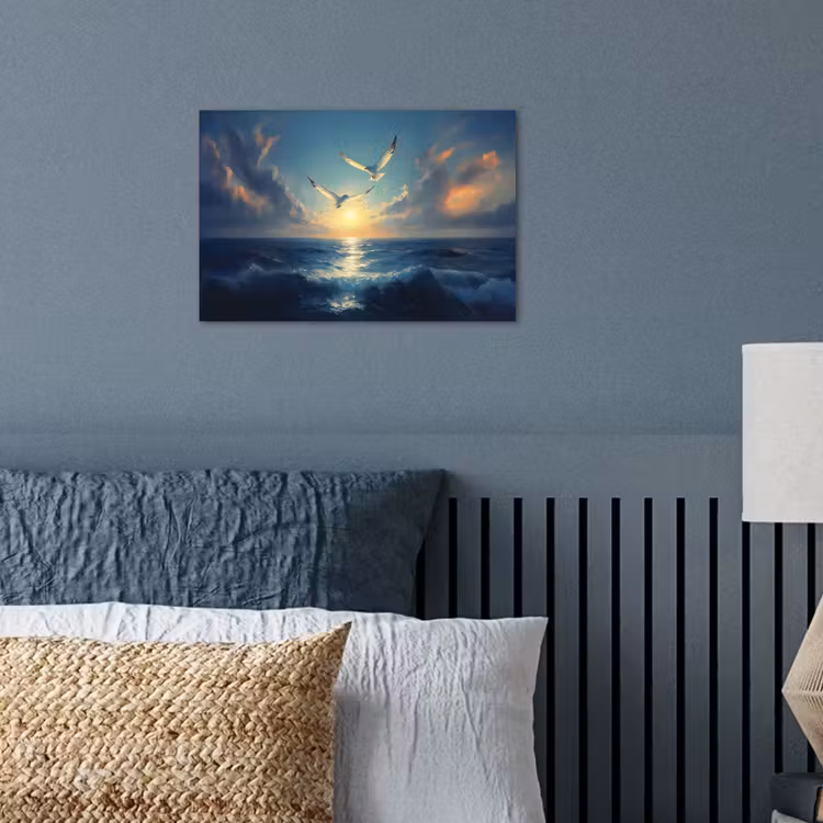 Poster – Meeuwen - Zee - Wolken -Blauw — 3