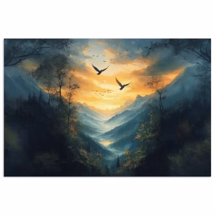 Poster – Vogels - Zon - Bomen - Groen — 1