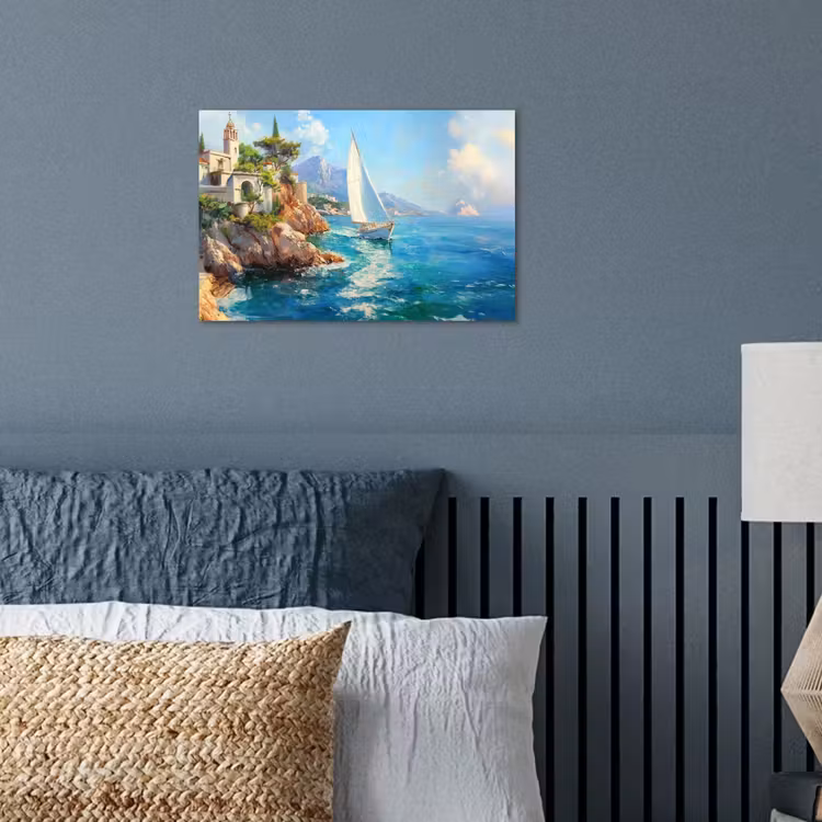 Poster – Zeilboot - Rotsen - Kust - Huizen — 3