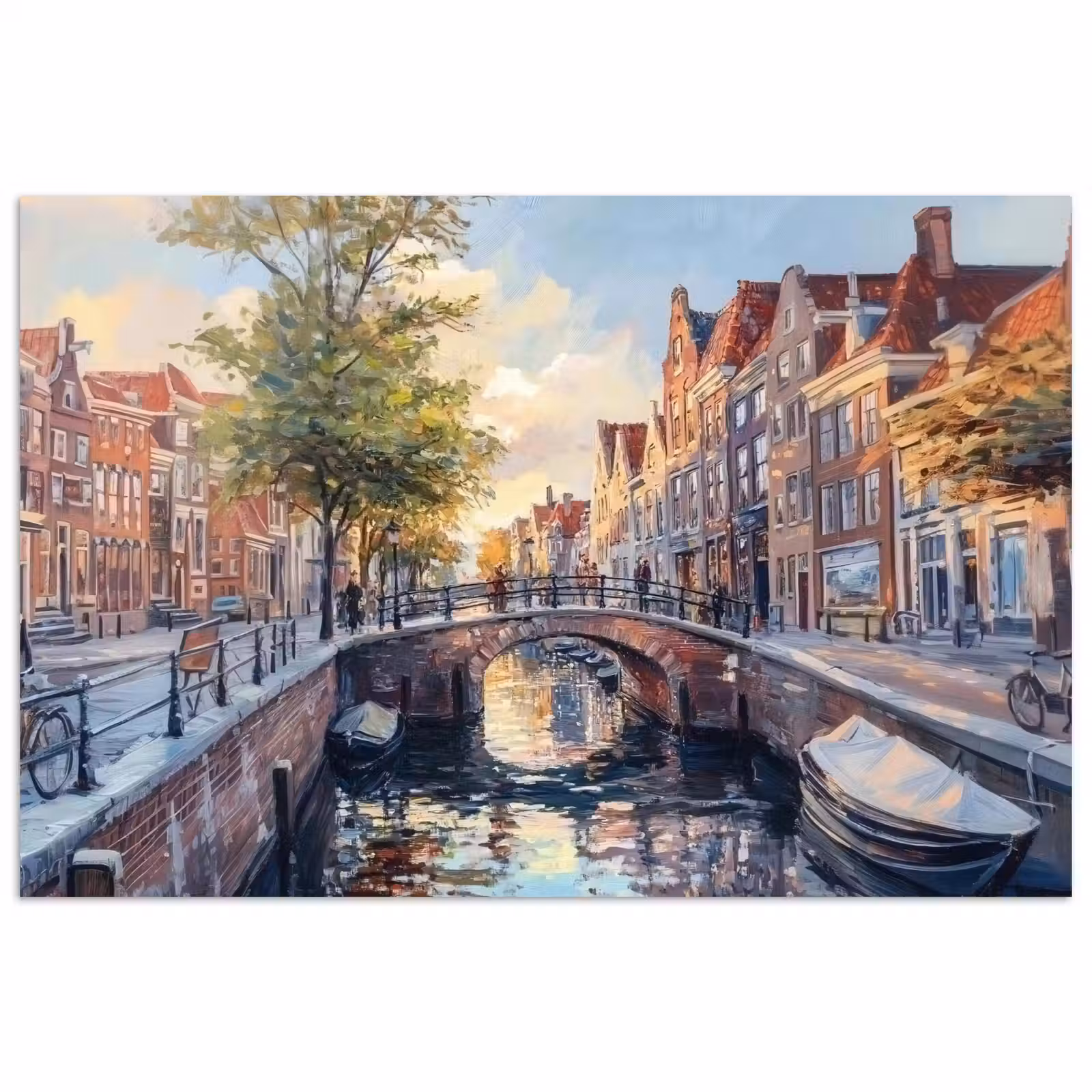 Poster – Brug - Stad - Huizen - Boot — 1